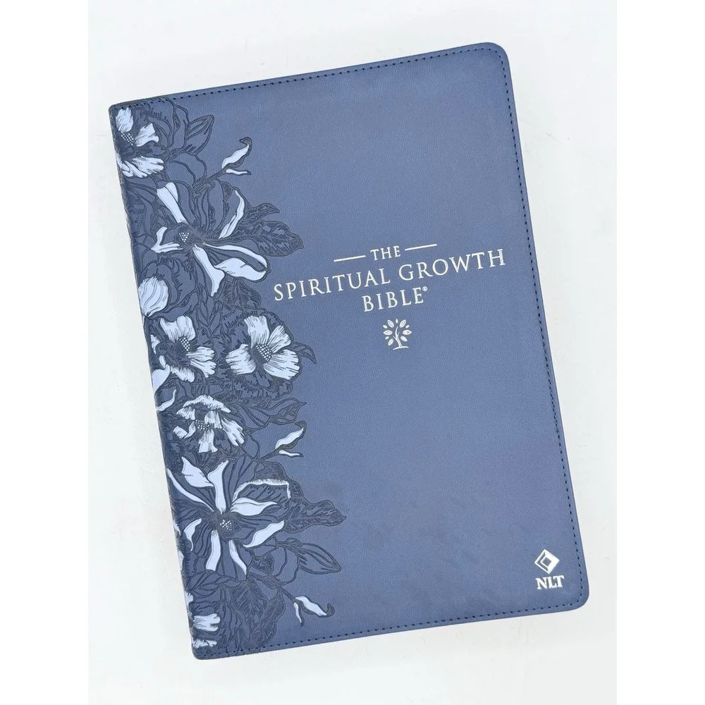 The Spiritual Growth Bible NLT: navy blue faux leather with thumb index